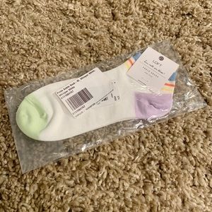 Loft White Rainbow Pride Ankle Socks NWT